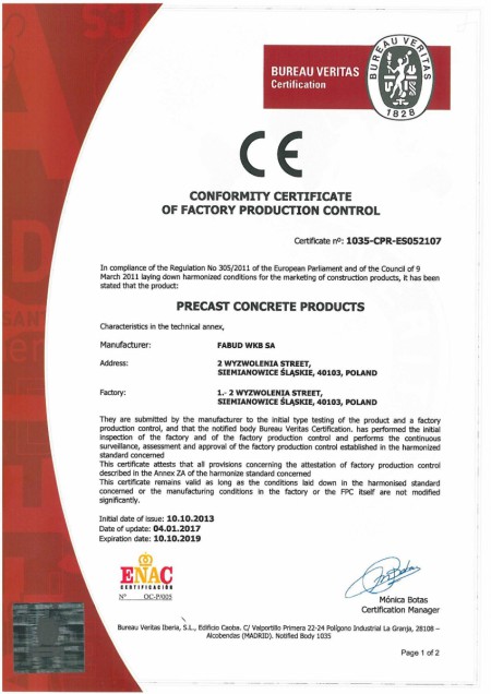 cement Flash favoriete Certificates | FABUD WKB S.A